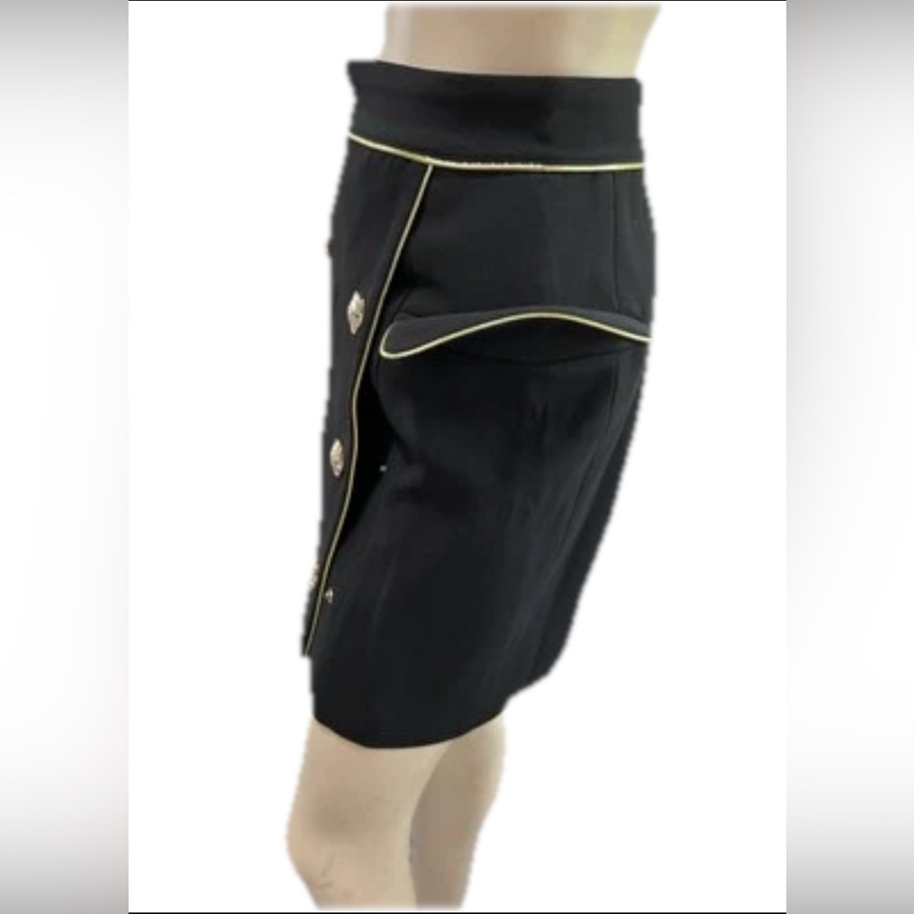 Balmain Paris Mini Skirt Elegant Black and Gold Zippered - Picture 14 of 16
